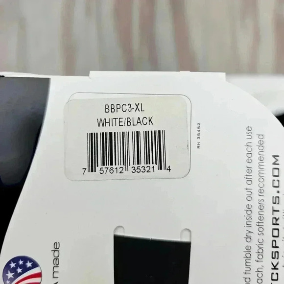 TCK Twin City Adult Crew Baseline Socks White & Black #BBPC3 XL NWT - Picture 5 of 6